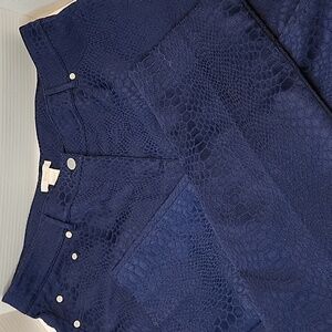 Eric Dress Jaquard Pants Size 16 Navy With Snakeskin Pattern Imprinted On Them